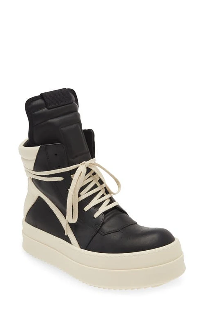 Rick Owens Geobasket Mega Bumper High Top Sneaker Black/Milk/Milk at Nordstrom,