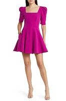 Black Halo Bambi Puff Sleeve Fit & Flare Minidress Berry Plum at Nordstrom,