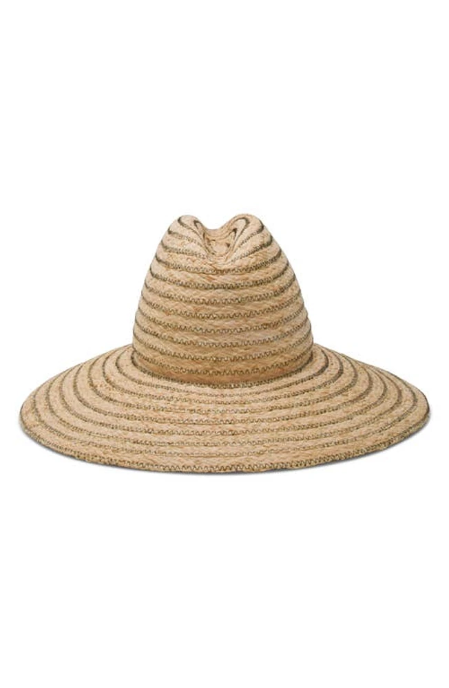 Gigi Burris Millinery Requiem Zigzag Packable Raffia Fedora in Beige/black at Nordstrom, Size Medium