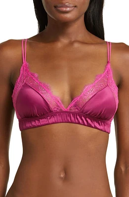 Love Stories Lace Satin Bralette Burgundy Pink at Nordstrom,