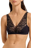 Hanro Selma Lace Trim Soft Cup Bra in 019 - Black at Nordstrom, Size X-Small