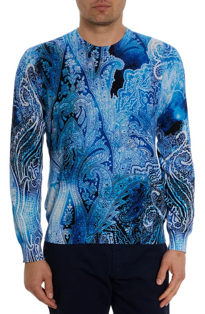 Robert Graham Boeger Paisley Sweater Blue Multi at Nordstrom,