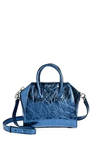 Givenchy Mini Antigona Metallic Leather Satchel in Navy at Nordstrom