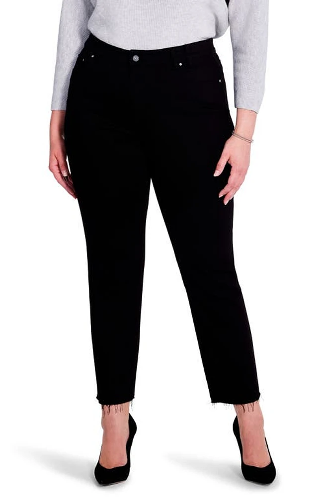 NIC+ZOE Raw Hem Ankle Straight Leg Jeans Black Denim at Nordstrom,