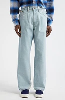 Noah Pleated Selvedge Straight Leg Jeans Light Wash at Nordstrom, 32 X