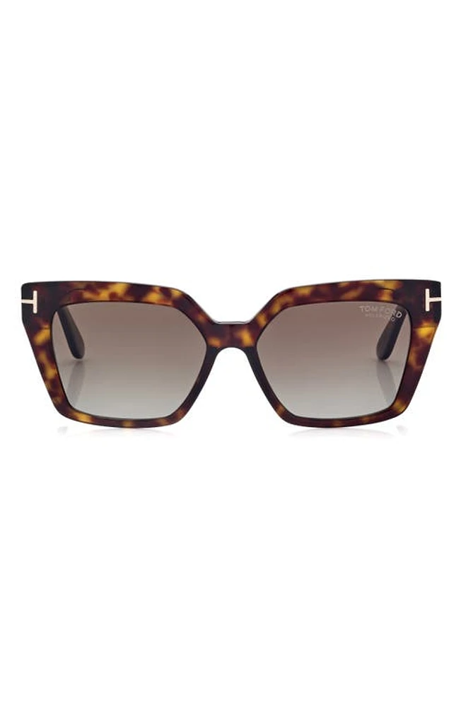 TOM FORD Winona 53mm Polarized Cat Eye Sunglasses in Dark Havana /Brown Polarized at Nordstrom