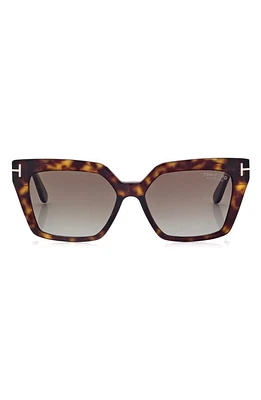 TOM FORD Winona 53mm Polarized Cat Eye Sunglasses in Dark Havana /Brown Polarized at Nordstrom