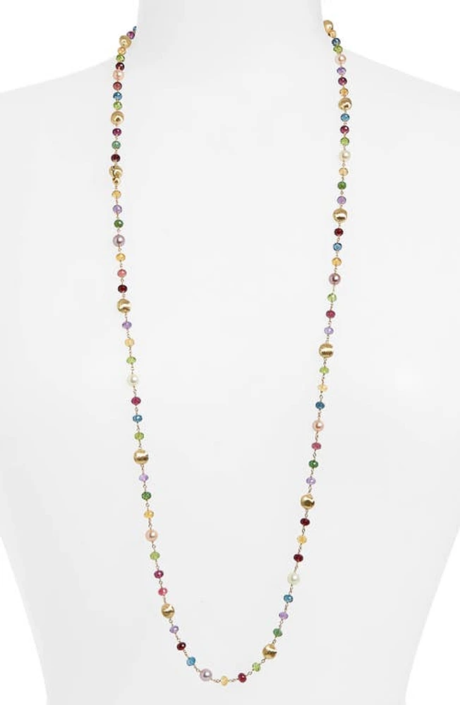 Marco Bicego Africa Semiprecious Stone & Pearl Long Necklace in Yellow Gold/Multi at Nordstrom, Size 36 In