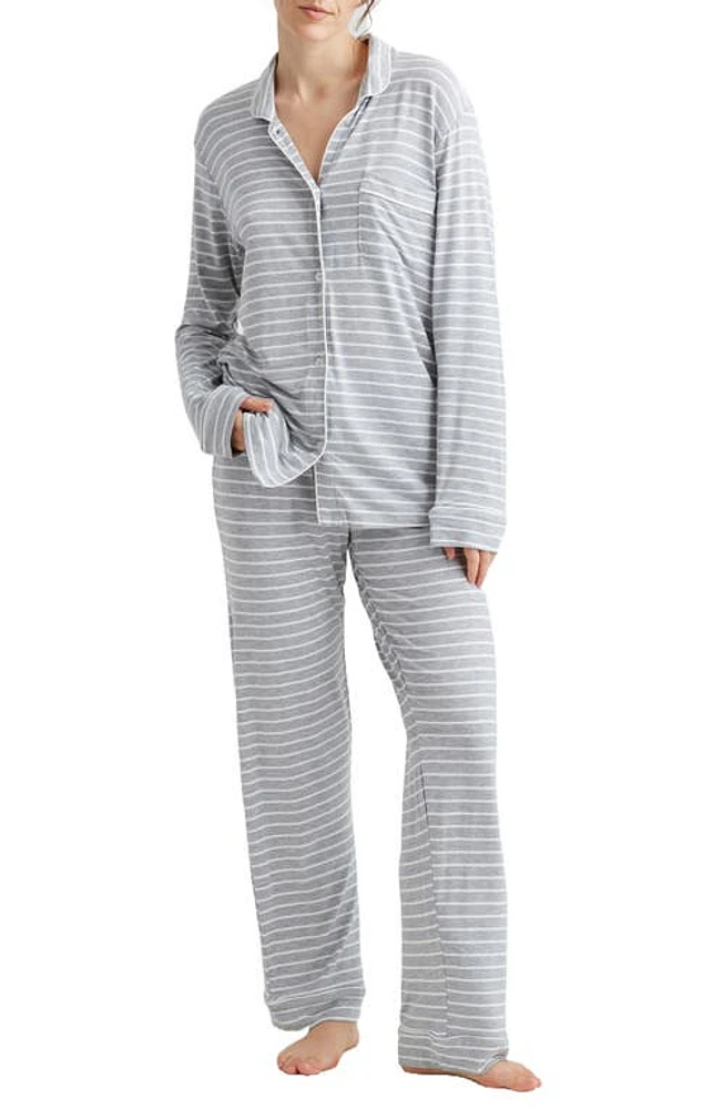 Papinelle Kate Jersey Pajamas Grey/White at Nordstrom,