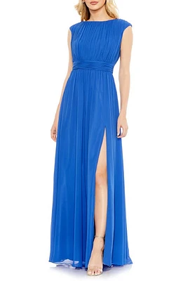 Ieena for Mac Duggal Cap Sleeve A-Line Gown Cobalt at Nordstrom,