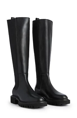 AllSaints Maeve Knee High Chelsea Boot Black at Nordstrom,