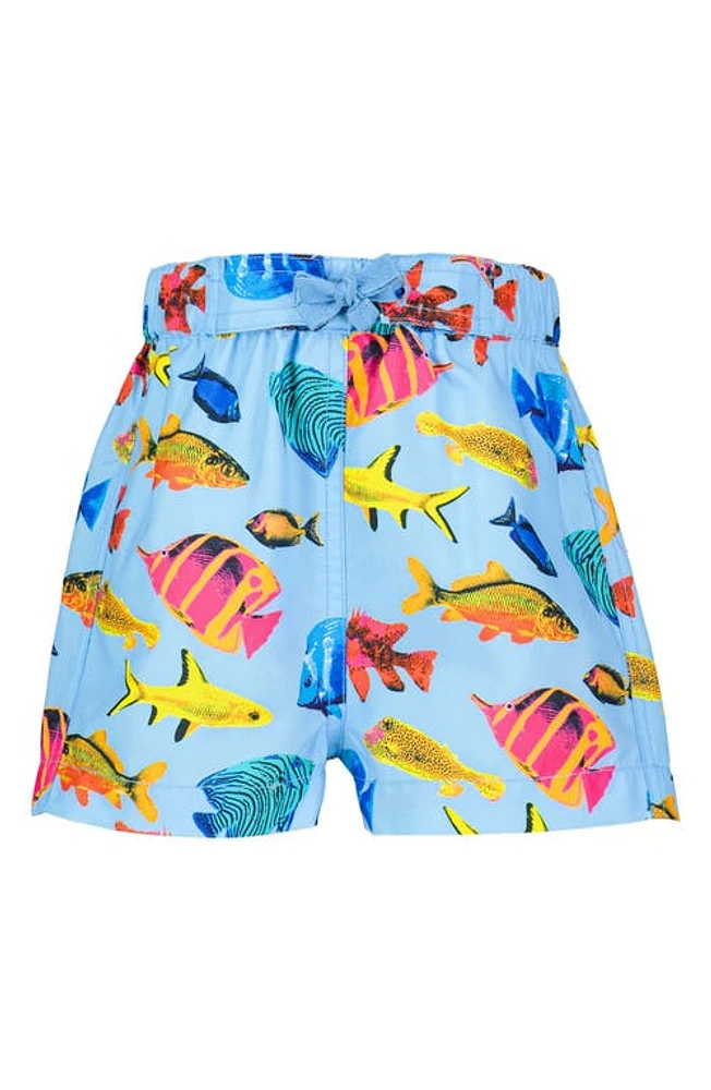 Rachel Riley Fish Swim Trunks Blue Multi at Nordstrom, M