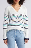 NIC+ZOE Maritime Stripe Cotton Sweater in Cream Multi at Nordstrom, Size Large