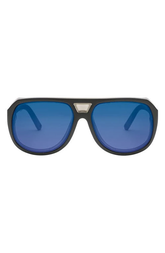 Electric Stacker 50mm Small Tinted Polarized Sunglasses in Matte Black/Blue Polar Pro at Nordstrom