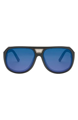 Electric Stacker 50mm Small Tinted Polarized Sunglasses in Matte Black/Blue Polar Pro at Nordstrom