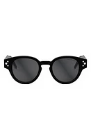 DIOR CD Diamond R2I 48mm Small Round Sunglasses in Shiny Black /Smoke at Nordstrom