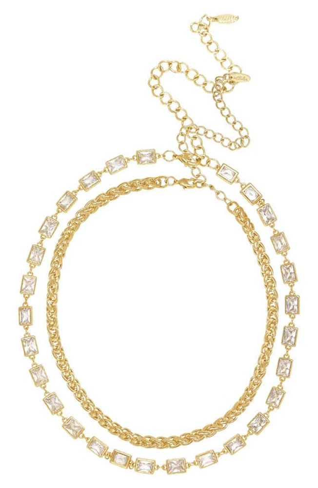 Ettika Set of 2 Crystal & Chain Link Necklaces in Gold at Nordstrom