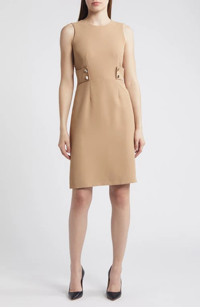 Anne Klein Button Tab Sheath Dress Light Coffee at Nordstrom,