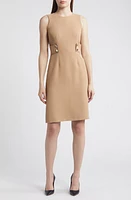 Anne Klein Button Tab Sheath Dress Light Coffee at Nordstrom,