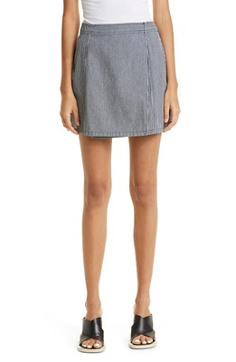 ATM Anthony Thomas Melillo Ticking Stripe Wrap Miniskirt Naval Blue at Nordstrom,