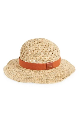 Chloé Raffia Crochet Boater Hat Straw Beige at Nordstrom,