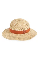 Chloé Raffia Crochet Boater Hat Straw Beige at Nordstrom,