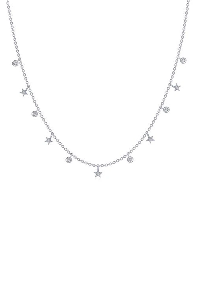 Lafonn Starfall Simulated Diamond Charm Necklace in Silver/White at Nordstrom, Size 18