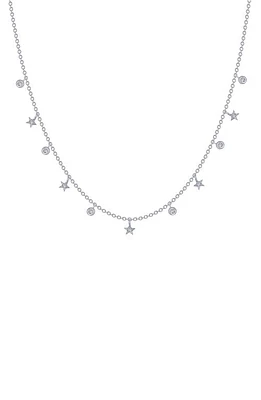 Lafonn Starfall Simulated Diamond Charm Necklace in Silver/White at Nordstrom, Size 18