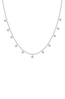 Lafonn Starfall Simulated Diamond Charm Necklace in Silver/White at Nordstrom, Size 18