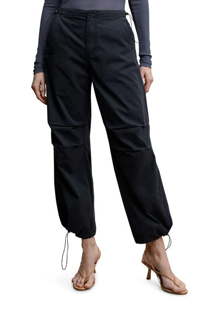 MANGO Cotton Poplin Parachute Pants in Charcoal at Nordstrom, Size Large