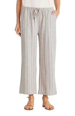 Splendid Angie Mixed Stripe Linen Blend Drawstring Pants Fawn Yarn Dye at Nordstrom,