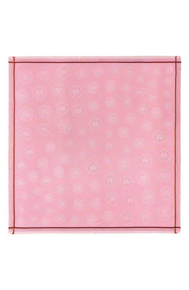 Longchamp Logo Medallion Cotton Blend Fringe Scarf in Pink at Nordstrom