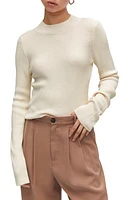 MANGO Mock Neck Rib Sweater in Ecru at Nordstrom, Size Small