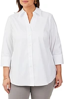 Foxcroft Paityn Stripe Non-Iron Cotton Shirt White at Nordstrom,