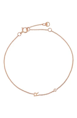 BYCHARI Initial & Diamond Bracelet in 14K Rose Gold-R at Nordstrom