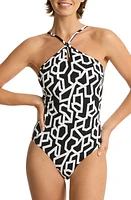 Sea Level Deco Keyhole One-Piece Swimsuit in Black at Nordstrom, Size 6 Us