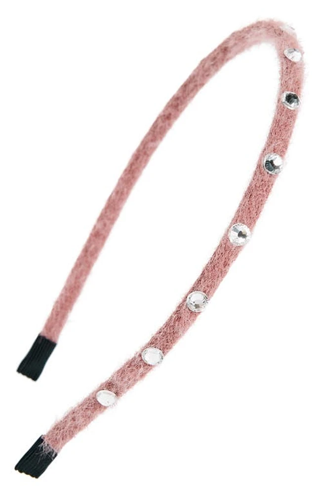 Manière Kids' Fuzzy Crystal Embellished Headband in Mauve at Nordstrom