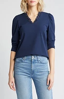 Wit & Wisdom Ruffle Lace Trim Top at Nordstrom,