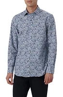 Bugatchi Julian Abstract Print Cotton Button-Up Shirt Dusty-Blue at Nordstrom,