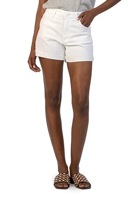 KUT from the Kloth Jane Cuff Raw Hem High Waist Denim Shorts Optic White at Nordstrom,