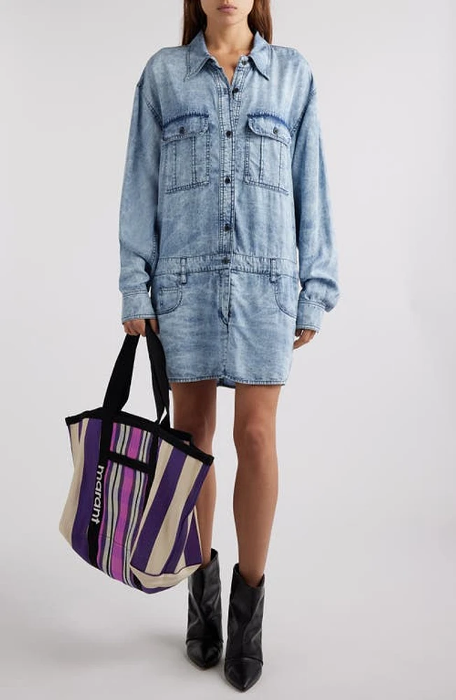 Isabel Marant Étoile Palvina Long Sleeve Denim Shirtdress Blue at Nordstrom, Us