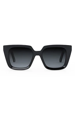 'DiorMidnight S1I 53mm Square Sunglasses in Shiny Black /Gradient Smoke at Nordstrom