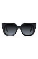 'DiorMidnight S1I 53mm Square Sunglasses in Shiny Black /Gradient Smoke at Nordstrom