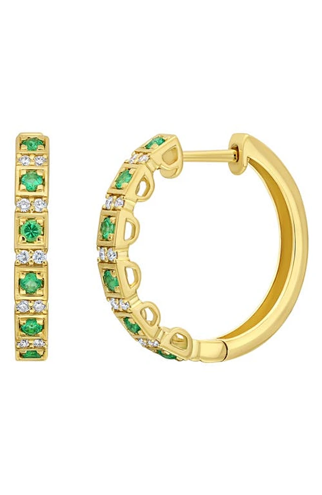 Bony Levy El Mar Emerald & Diamond Hoop Earrings in Gold/Diamond/Emerald at Nordstrom