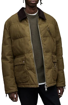 AllSaints Gillan Cotton Quilted Jacket Dusky Green at Nordstrom,