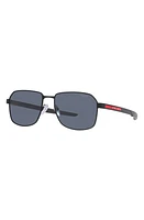 Prada Linea Rossa 57mm Rectangular Sunglasses in Rubber Black at Nordstrom