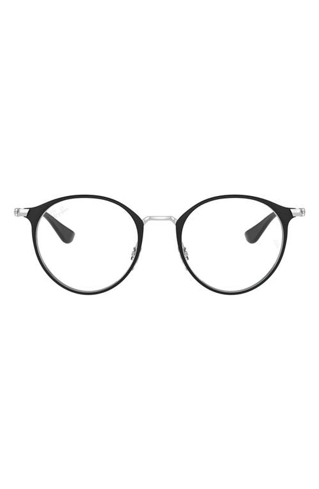 Ray-Ban Kids' 48mm Round Optical Glasses in Black Silver at Nordstrom