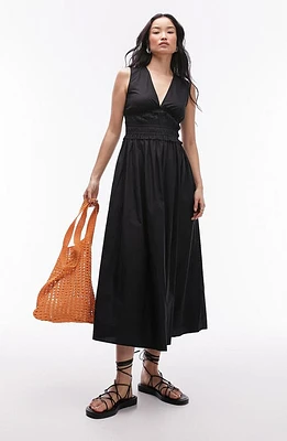 Topshop Sleeveless Poplin Midi Dress at Nordstrom