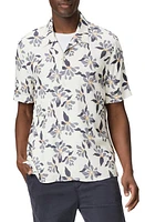 PAIGE Landon Floral Short Sleeve Button-Up Shirt Faded Ink at Nordstrom,