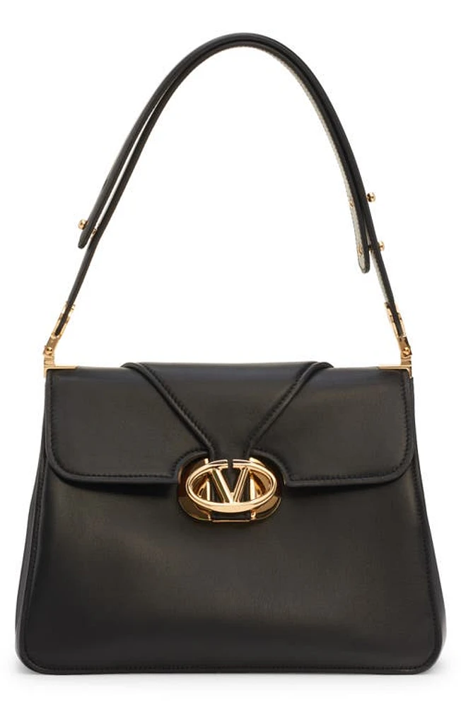 Valentino Garavani Medium VLOGO O'Clock Leather Shoulder Bag in 0No Nero at Nordstrom